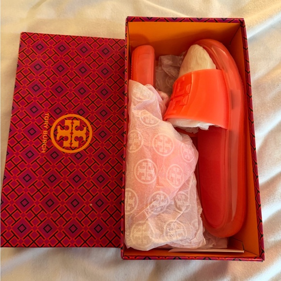 Tory Burch Vibrant Orange Slides - Picture 3 of 4